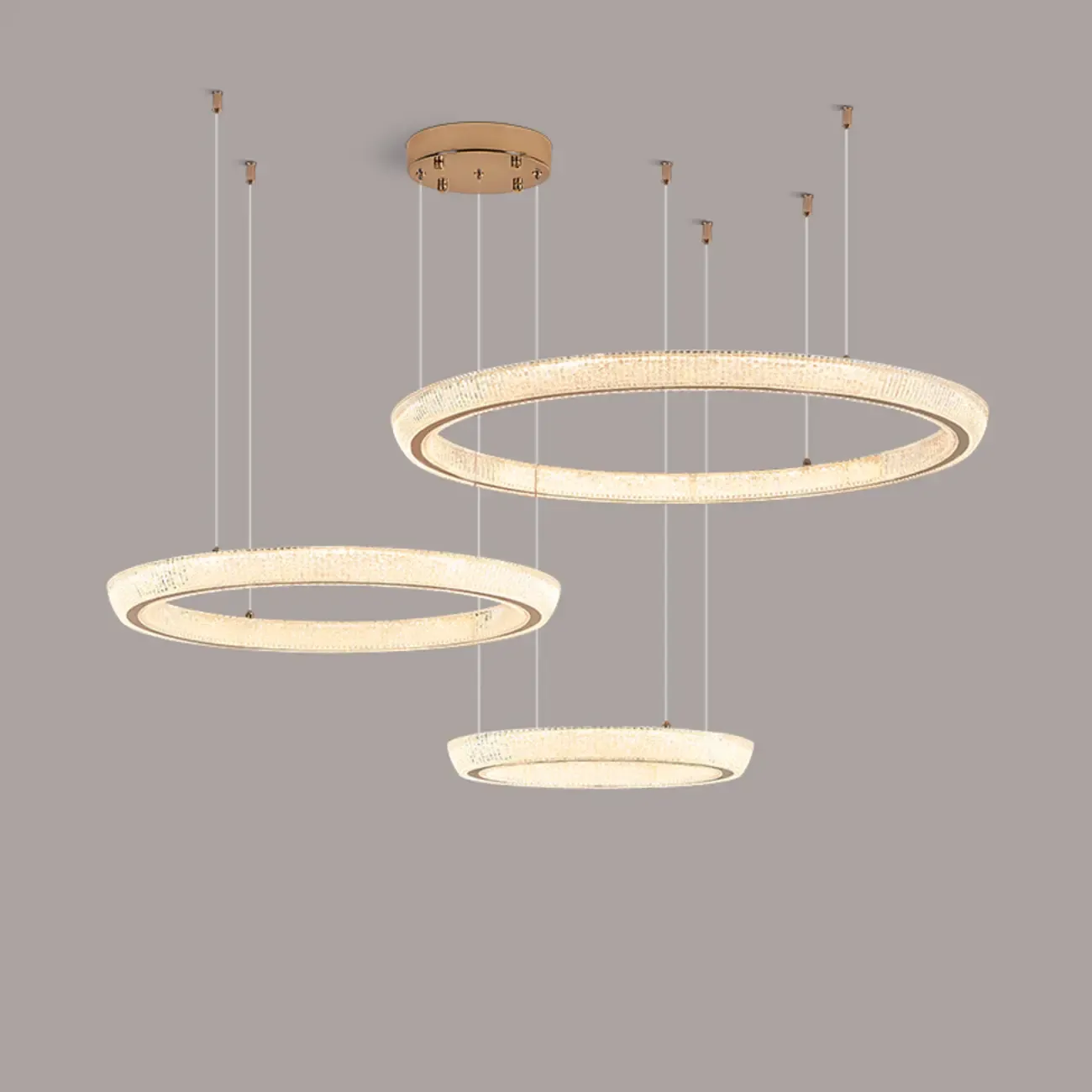 Gold Circular Crystal Glass Modern Chandelier Light Image - 8