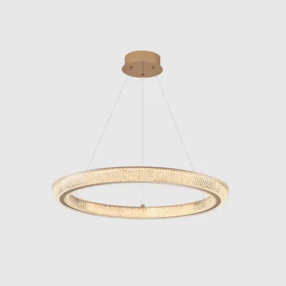 Gold Circular Crystal Glass Modern Chandelier Light Image - 10