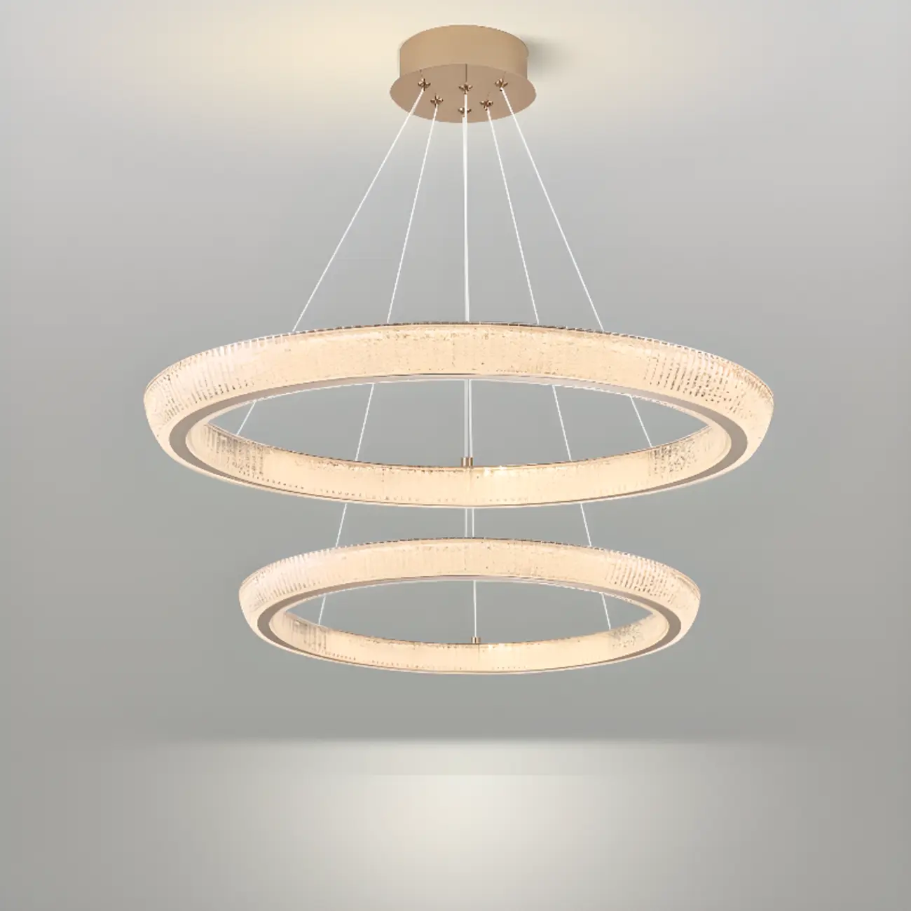 Gold Circular Crystal Glass Modern Chandelier Light Image - 12 | homeyfad