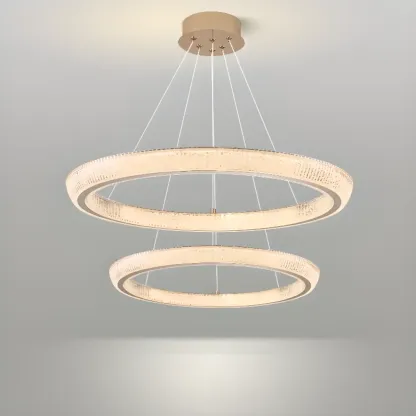 Gold Circular Crystal Glass Modern Chandelier Light Image - 12