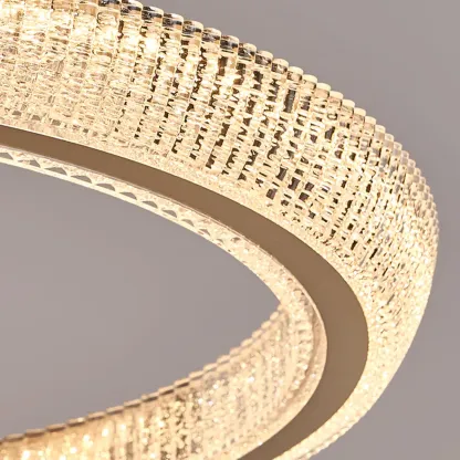Gold Circular Crystal Glass Modern Chandelier Light Image - 14