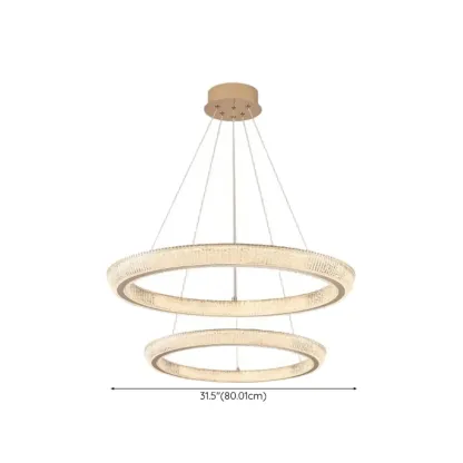 Gold Circular Crystal Glass Modern Chandelier Light Image - 19