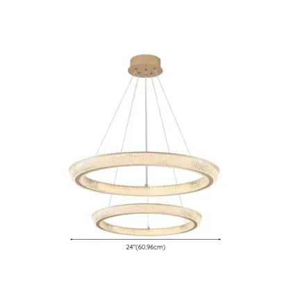 Gold Circular Crystal Glass Modern Chandelier Light Image - 20