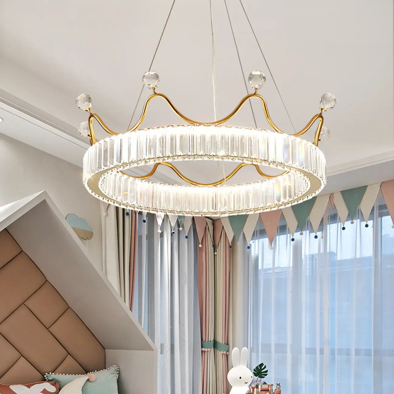 Elegant LED Golden Crown Shape Crystal Chandelier  Image - 3