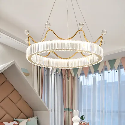 Elegant LED Golden Crown Shape Crystal Chandelier  Image - 3