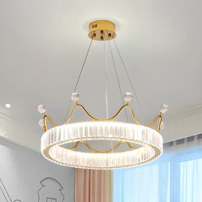 Elegant LED Golden Crown Shape Crystal Chandelier  Image - 1