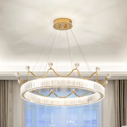 Elegant LED Golden Crown Shape Crystal Chandelier  Image - 2