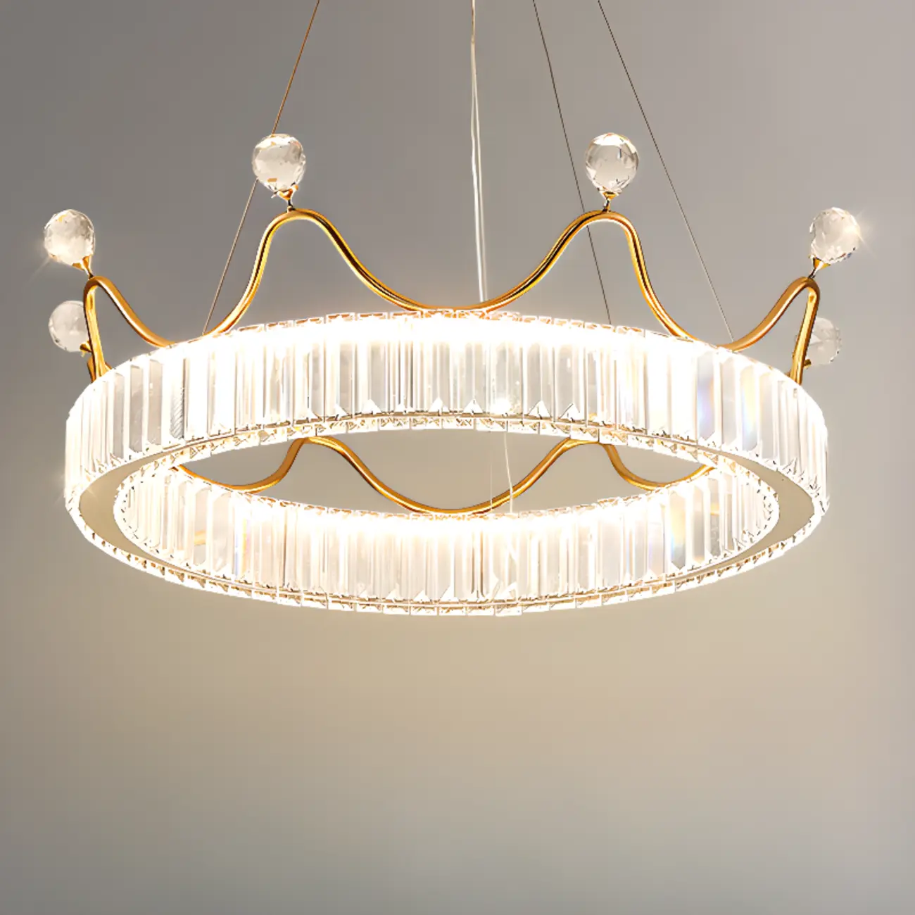 Elegant LED Golden Crown Shape Crystal Chandelier  Image - 4 | homeyfad