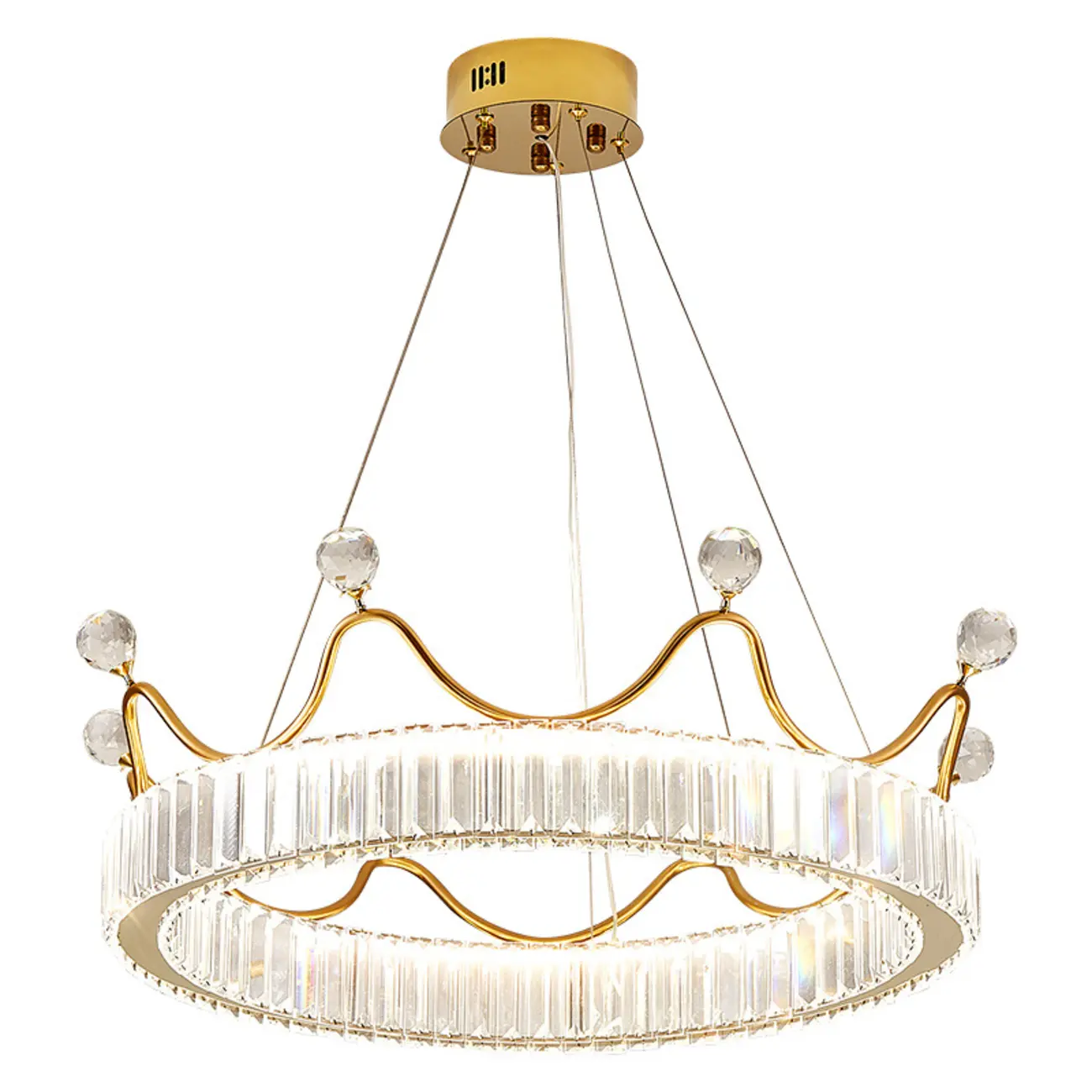 Elegant LED Golden Crown Shape Crystal Chandelier  Image - 5 | homeyfad