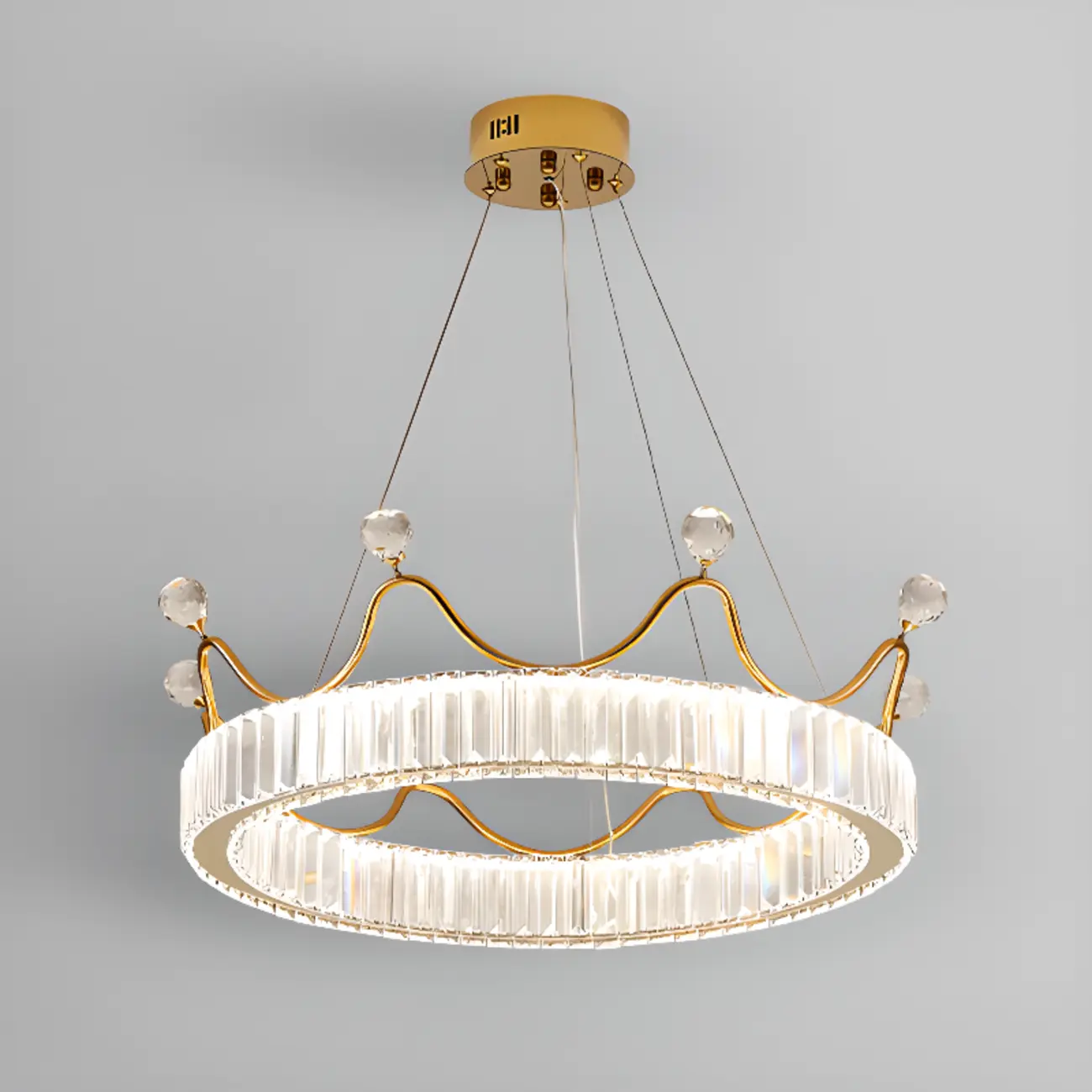 Elegant LED Golden Crown Shape Crystal Chandelier  Image - 6 | homeyfad