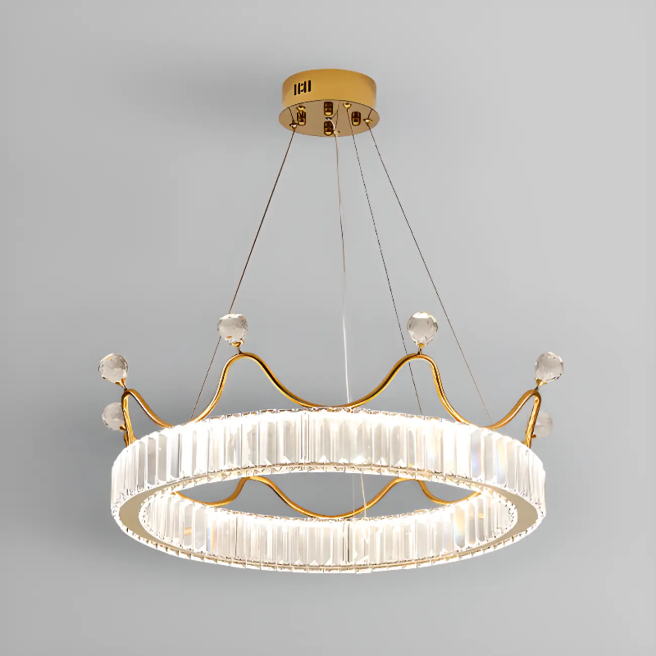 Elegant LED Golden Crown Shape Crystal Chandelier  Image - 8 | homeyfad
