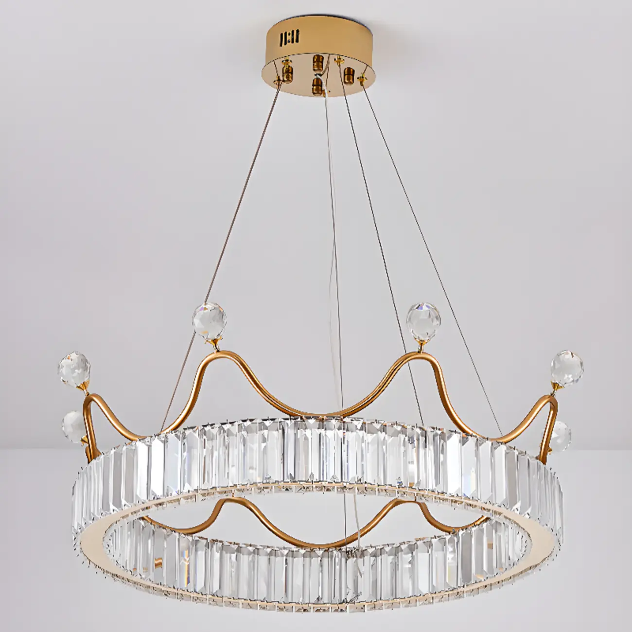 Elegant LED Golden Crown Shape Crystal Chandelier  Image - 10 | homeyfad