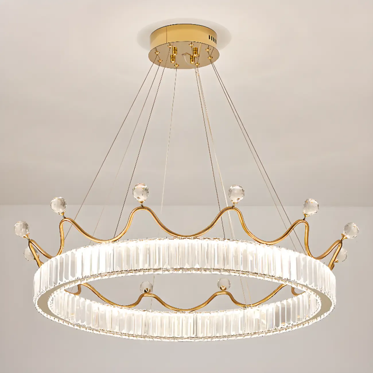 Elegant LED Golden Crown Shape Crystal Chandelier  Image - 11
