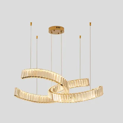 Gold Curved Crystal Chandelier Modern Elegant Design Image - 8