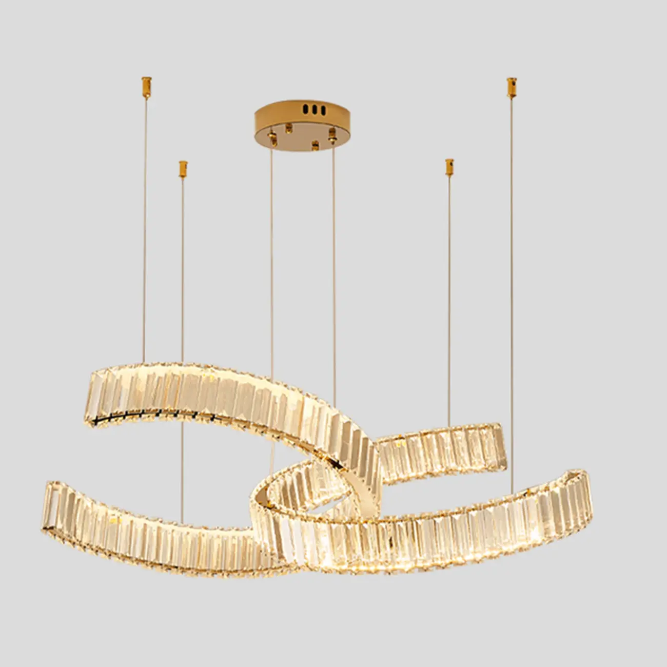 Gold Curved Crystal Chandelier Modern Elegant Design Image - 9 | homeyfad