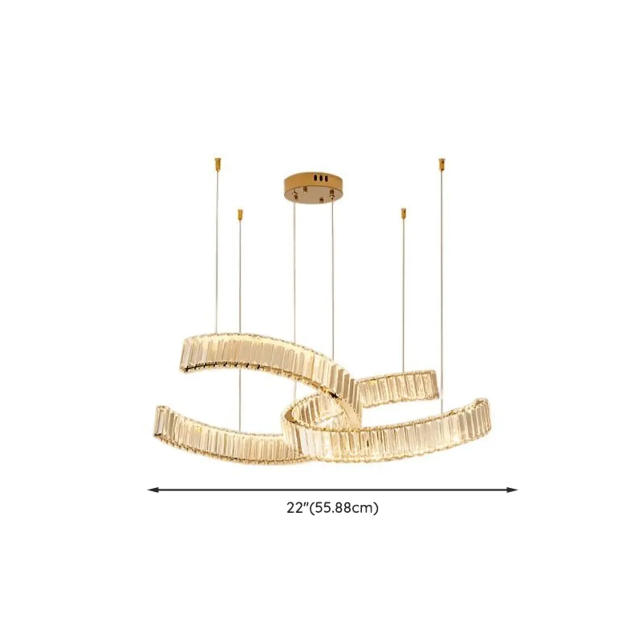 Gold Curved Crystal Chandelier Modern Elegant Design #size | homeyfad