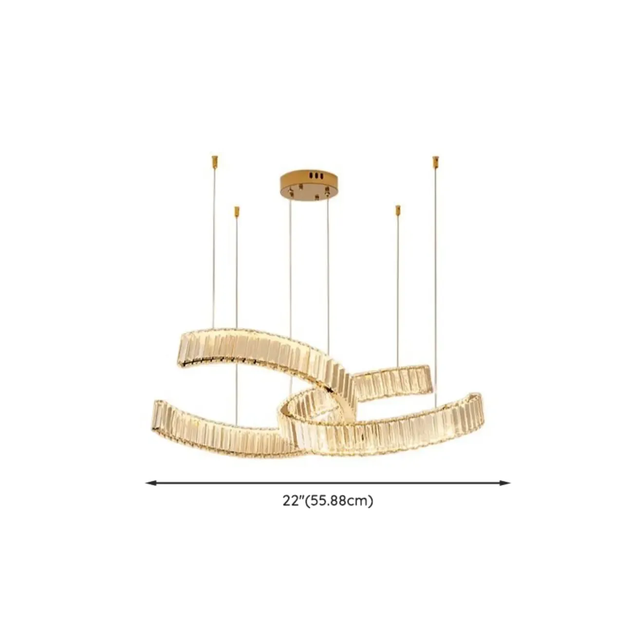 Gold Curved Crystal Chandelier Modern Elegant Design #size