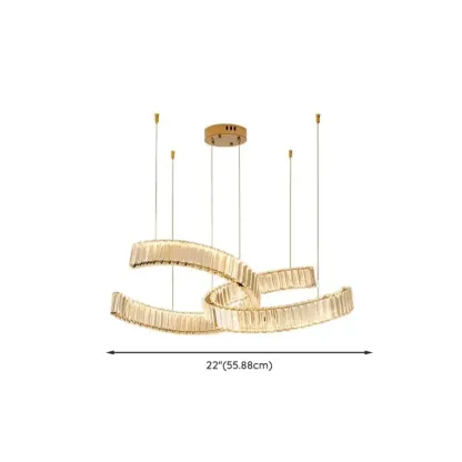 Gold Curved Crystal Chandelier Modern Elegant Design #size