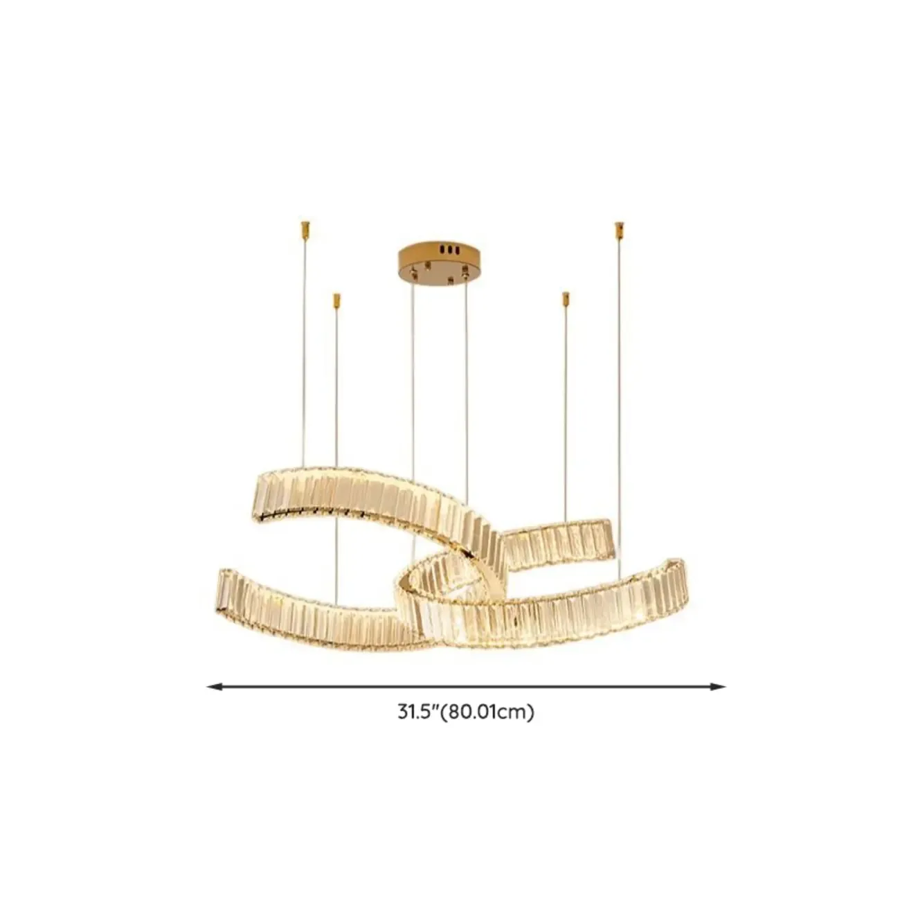 Gold Curved Crystal Chandelier Modern Elegant Design Image - 11