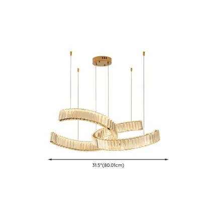 Gold Curved Crystal Chandelier Modern Elegant Design Image - 11