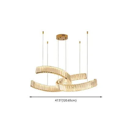 Gold Curved Crystal Chandelier Modern Elegant Design Image - 12