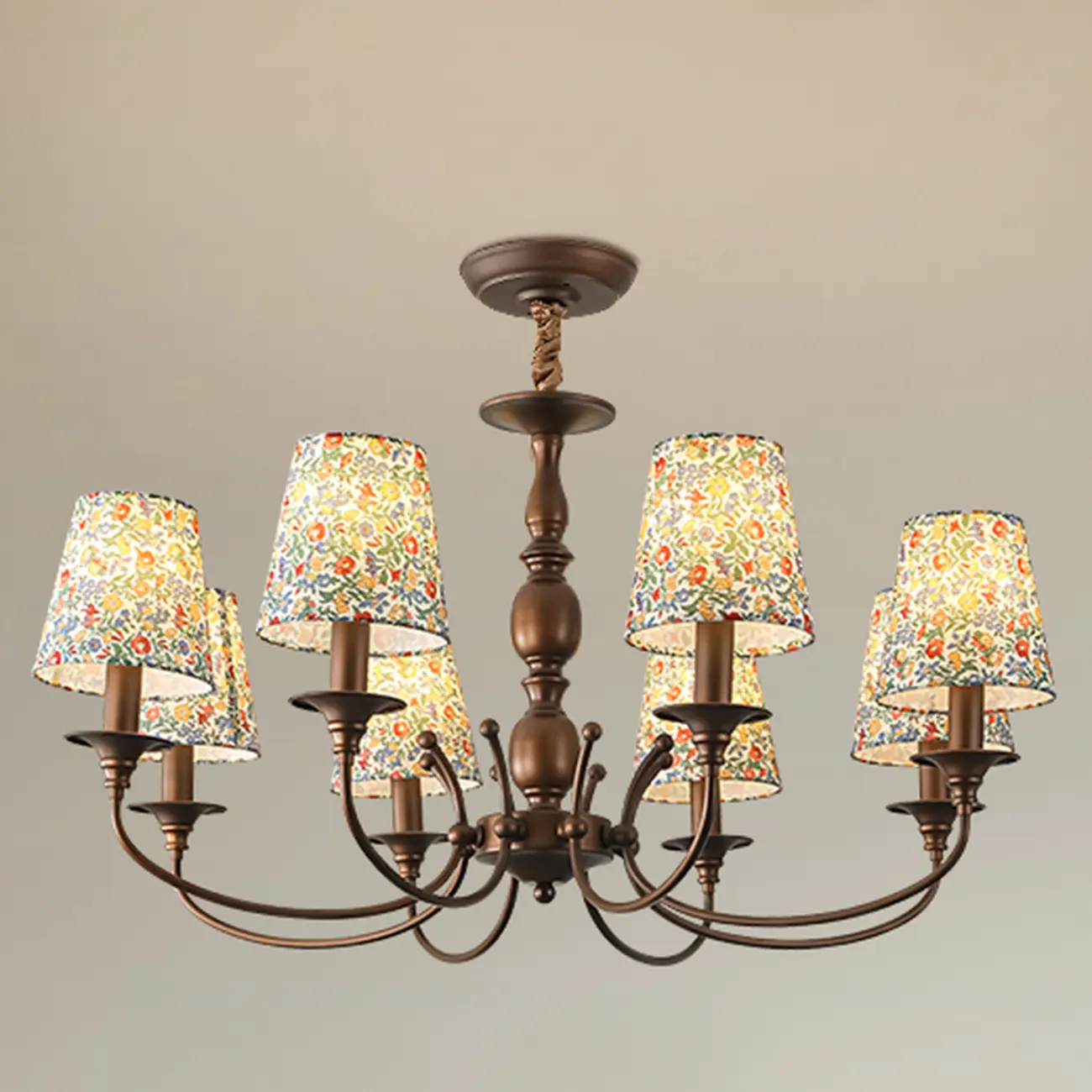 Rustic Round Coffee Bronze Barrel Metal Multi-Light Chandelier Image - 3 | homeyfad