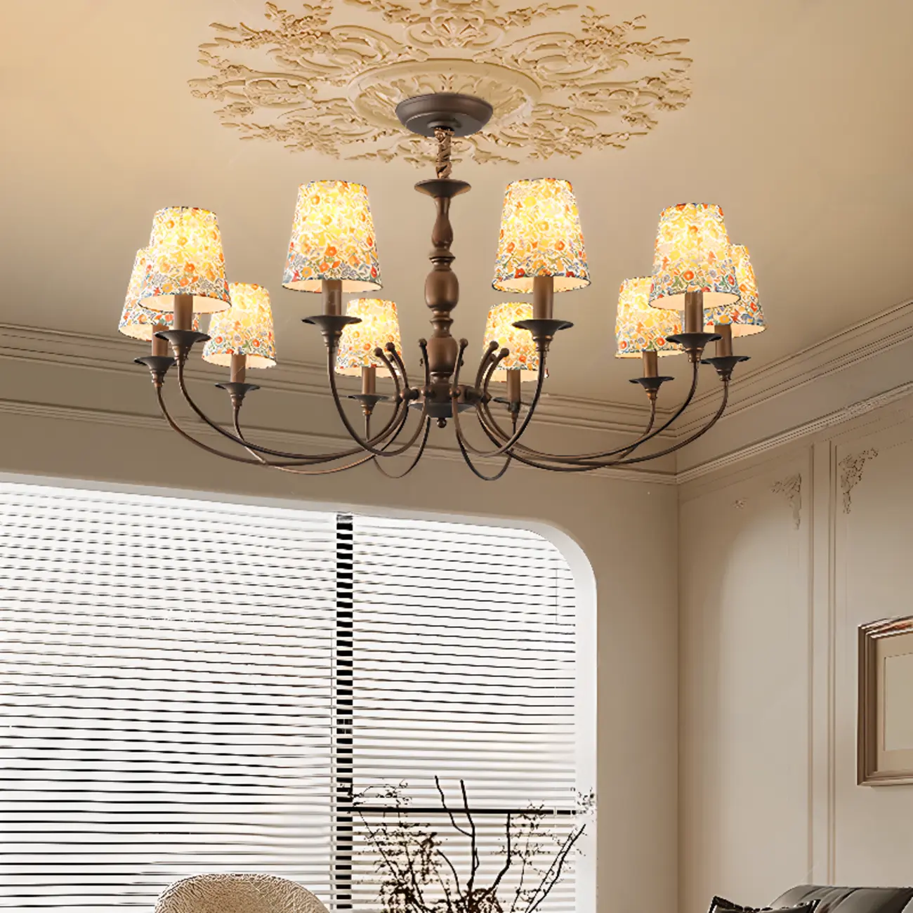 Rustic Round Coffee Bronze Barrel Metal Multi-Light Chandelier Image - 4 | homeyfad