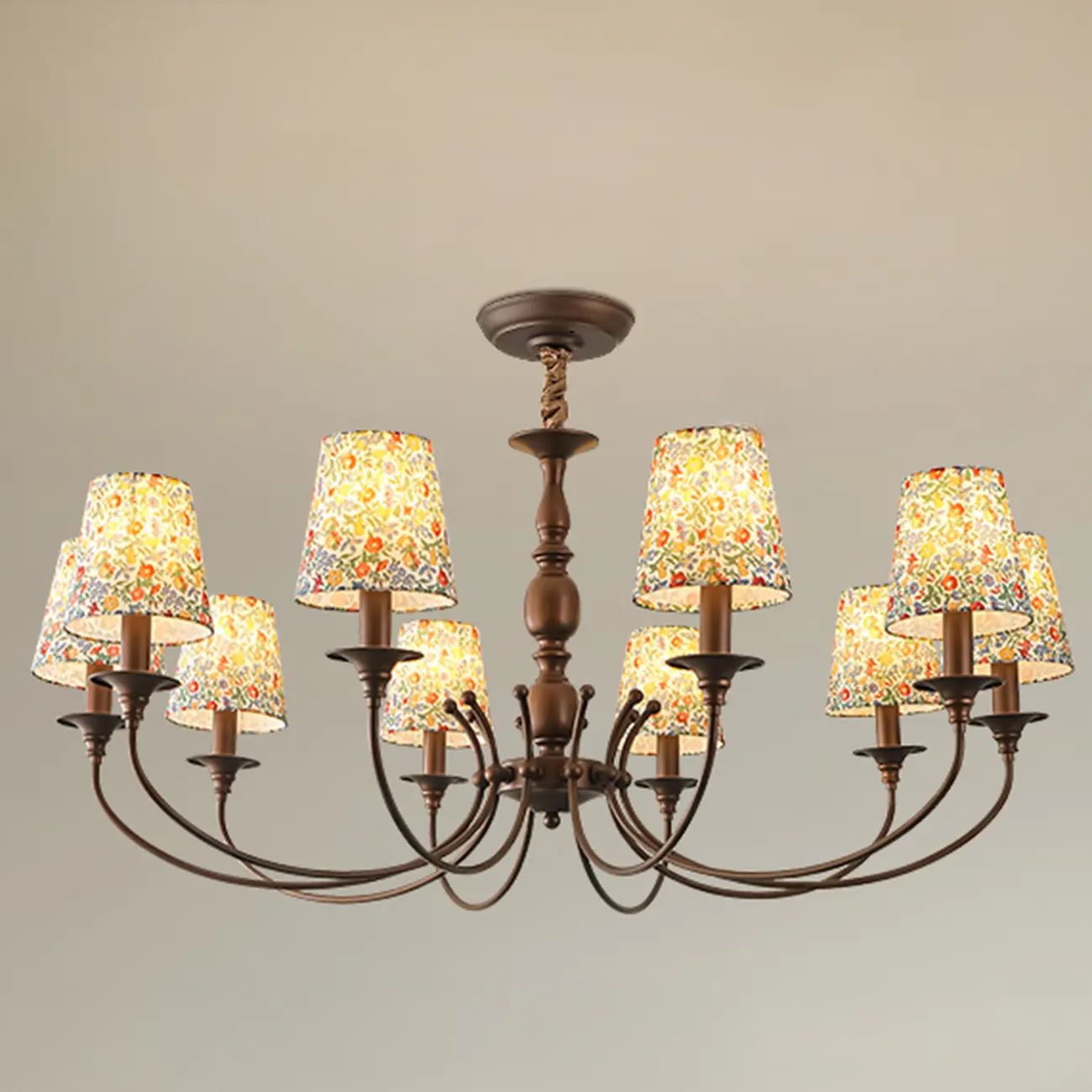 Rustic Round Coffee Bronze Barrel Metal Multi-Light Chandelier Image - 5 | homeyfad