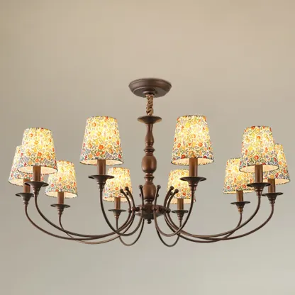 Rustic Round Coffee Bronze Barrel Metal Multi-Light Chandelier Image - 5