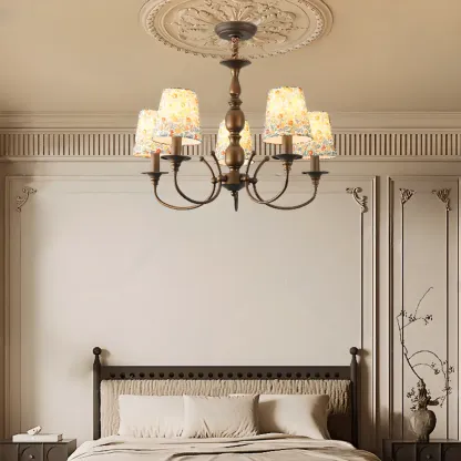 Rustic Round Coffee Bronze Barrel Metal Multi-Light Chandelier Image - 6