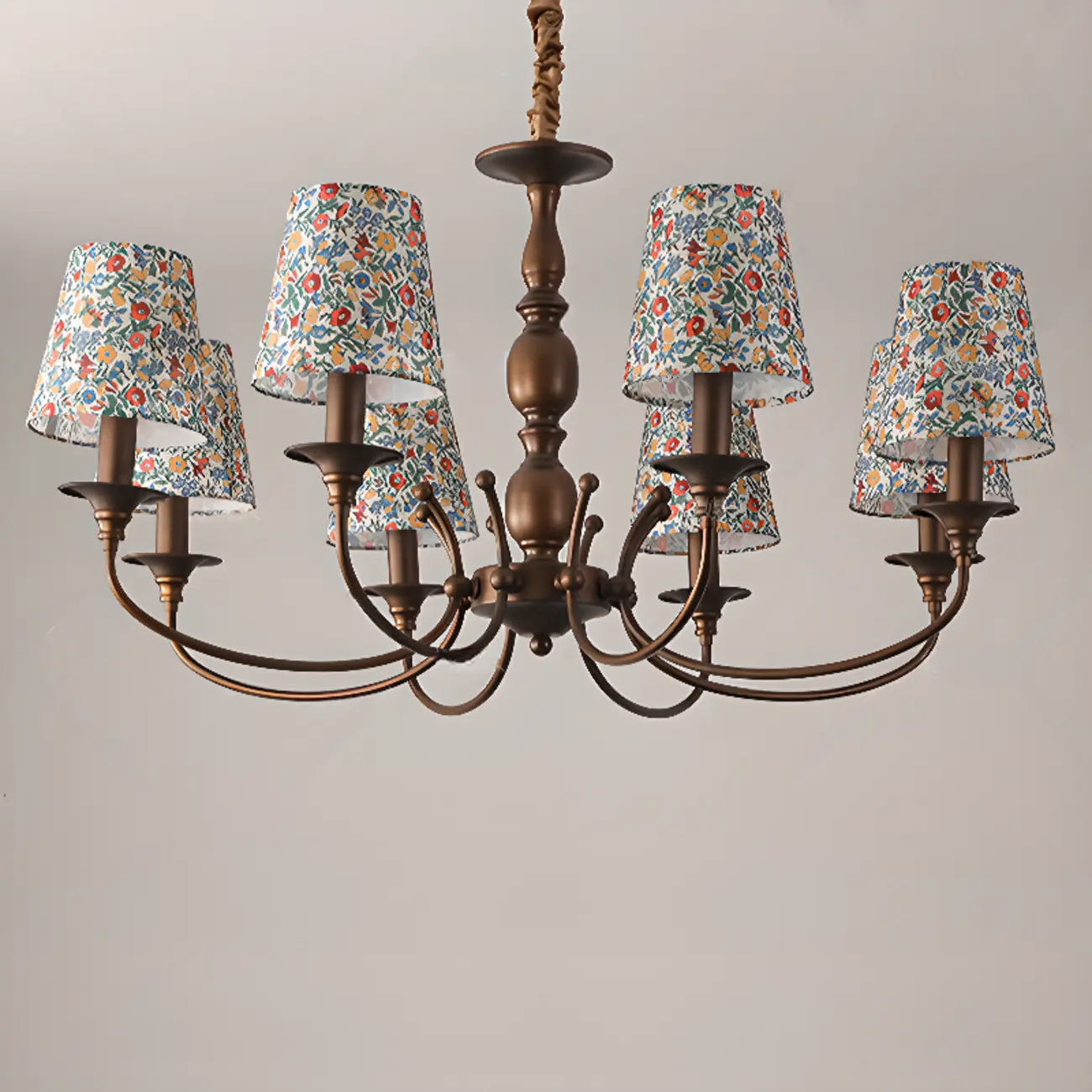 Rustic Round Coffee Bronze Barrel Metal Multi-Light Chandelier Image - 7 | homeyfad