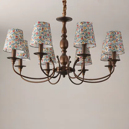 Rustic Round Coffee Bronze Barrel Metal Multi-Light Chandelier Image - 7