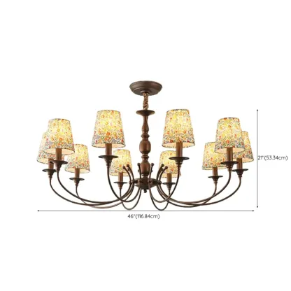 Rustic Round Coffee Bronze Barrel Metal Multi-Light Chandelier Image - 13