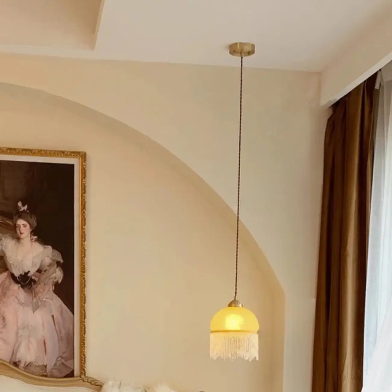 Yellow Glass Modern Dome-Shape Pendant Light Hanging Fixture  Image - 5 | homeyfad