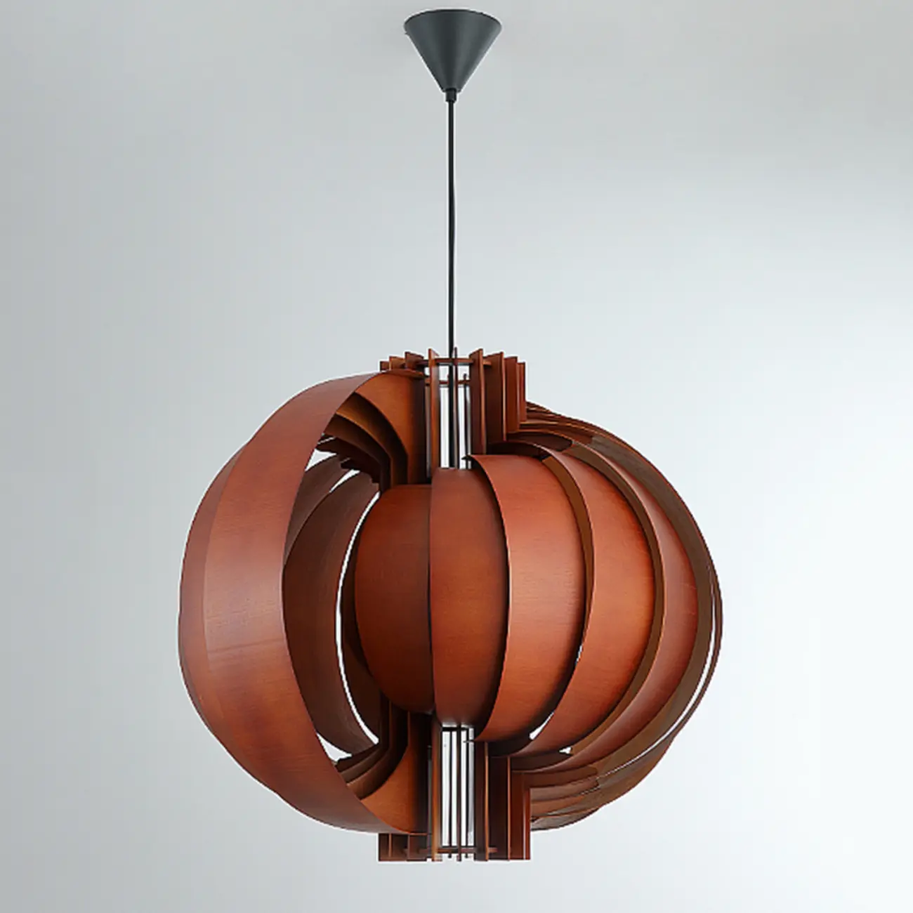 Unique Solid Wood Brown Globe Pendant Light for Indoor  Image - 3 | homeyfad