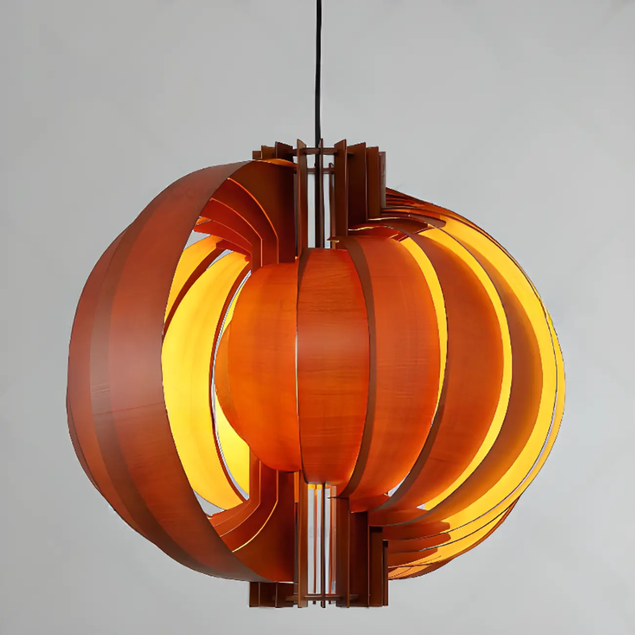 Unique Solid Wood Brown Globe Pendant Light for Indoor  Image - 8 | homeyfad
