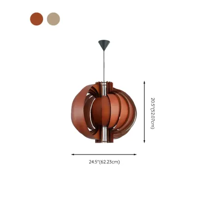 Unique Solid Wood Brown Globe Pendant Light for Indoor  #size