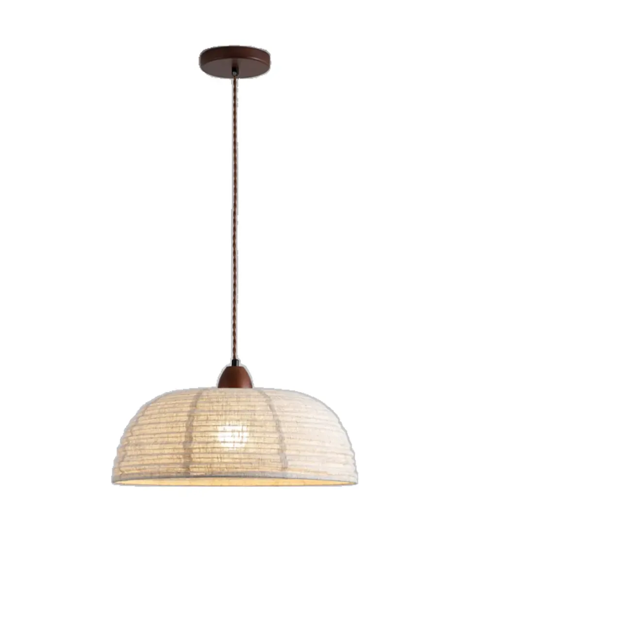 Rustic Bowl Fabric Kitchen Pendant Light with Flexible Height Image - 3