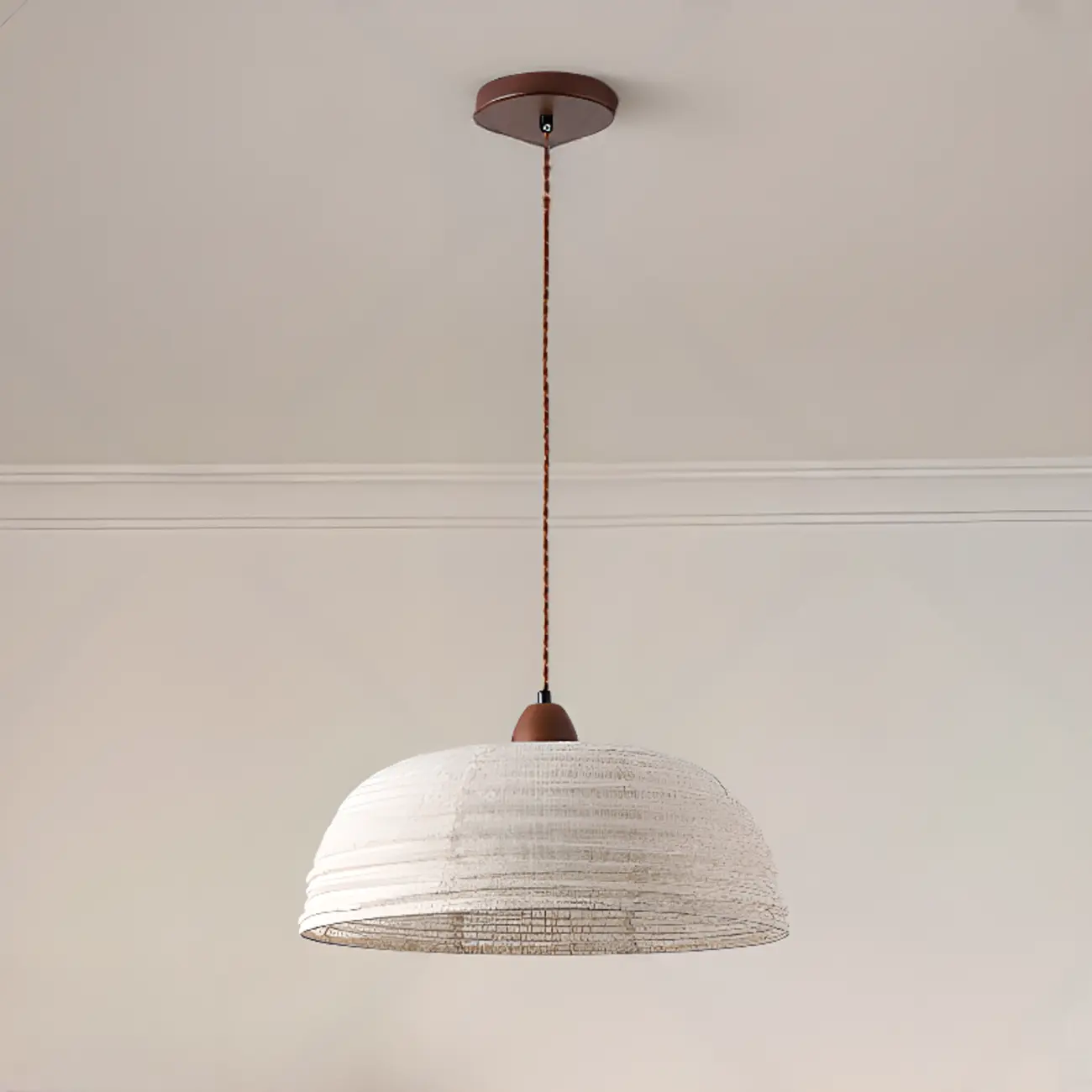 Rustic Bowl Fabric Kitchen Pendant Light with Flexible Height Image - 4 | homeyfad