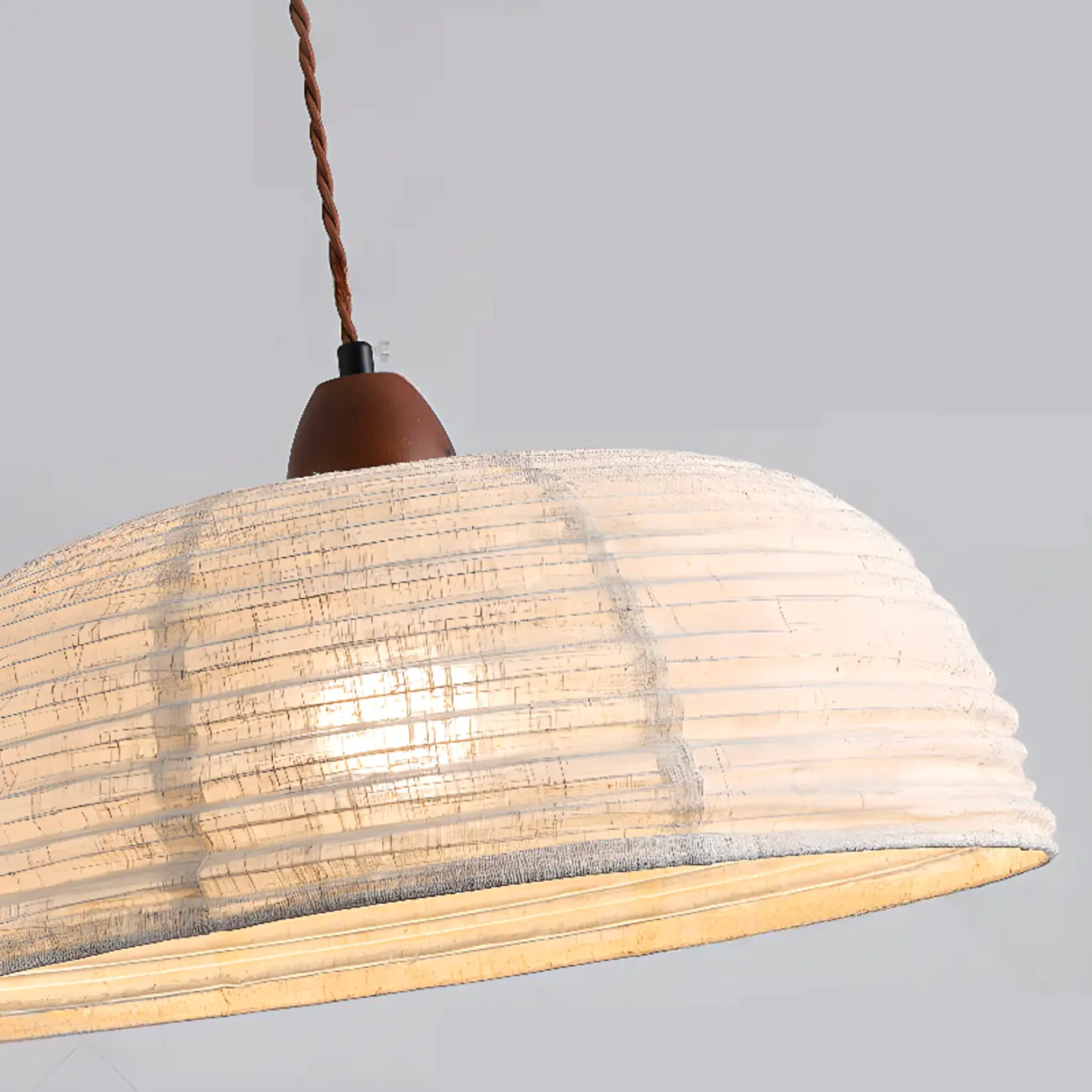 Rustic Bowl Fabric Kitchen Pendant Light with Flexible Height Image - 6 | homeyfad
