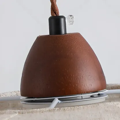 Rustic Bowl Fabric Kitchen Pendant Light with Flexible Height Image - 8