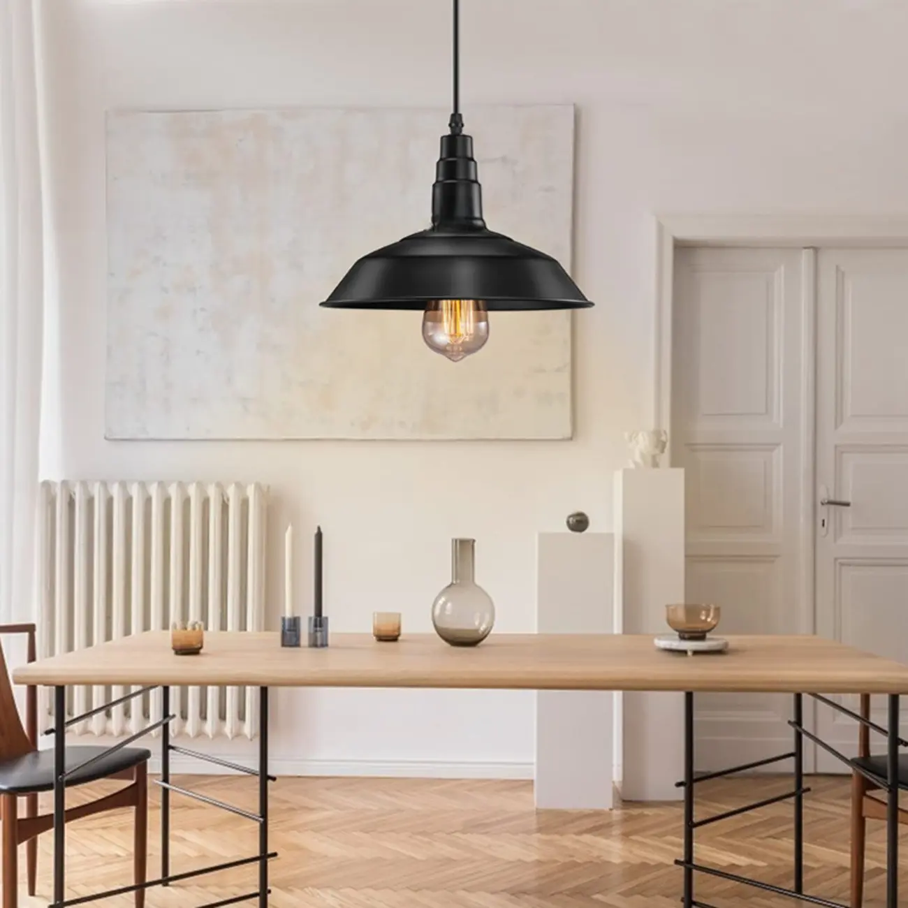 Industrial Black Round Metal Pendant Lighting for Kitchen Image - 1 | homeyfad