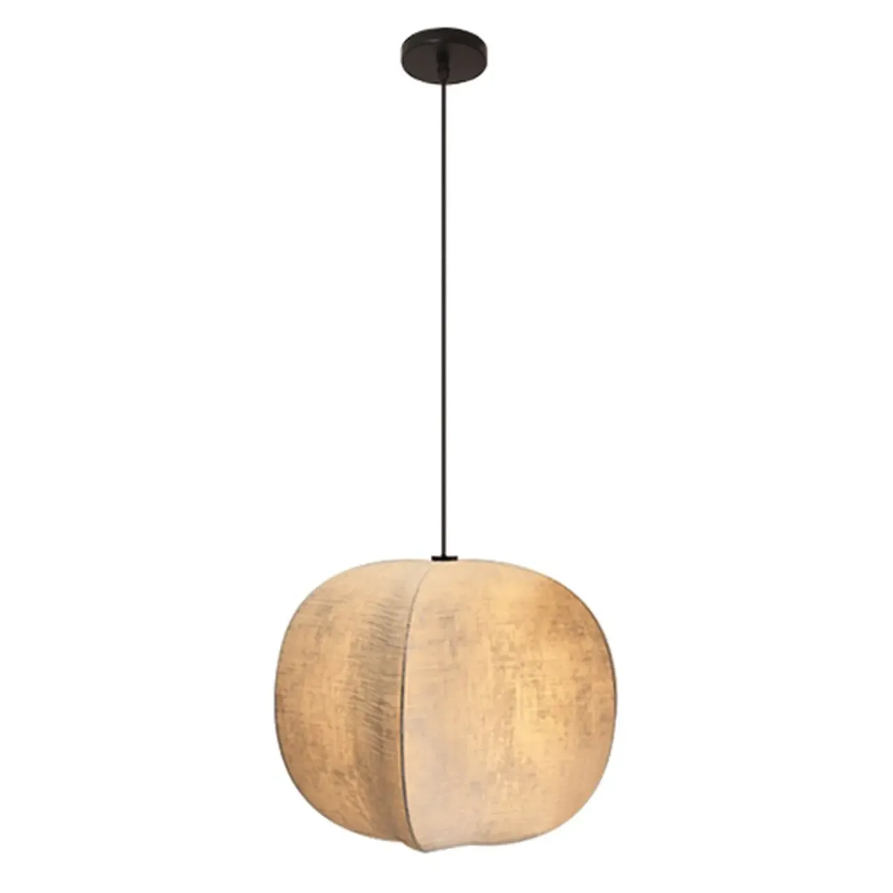 Modern Beige Fabric Geometric Pendant Light Adjustable Height Image - 4