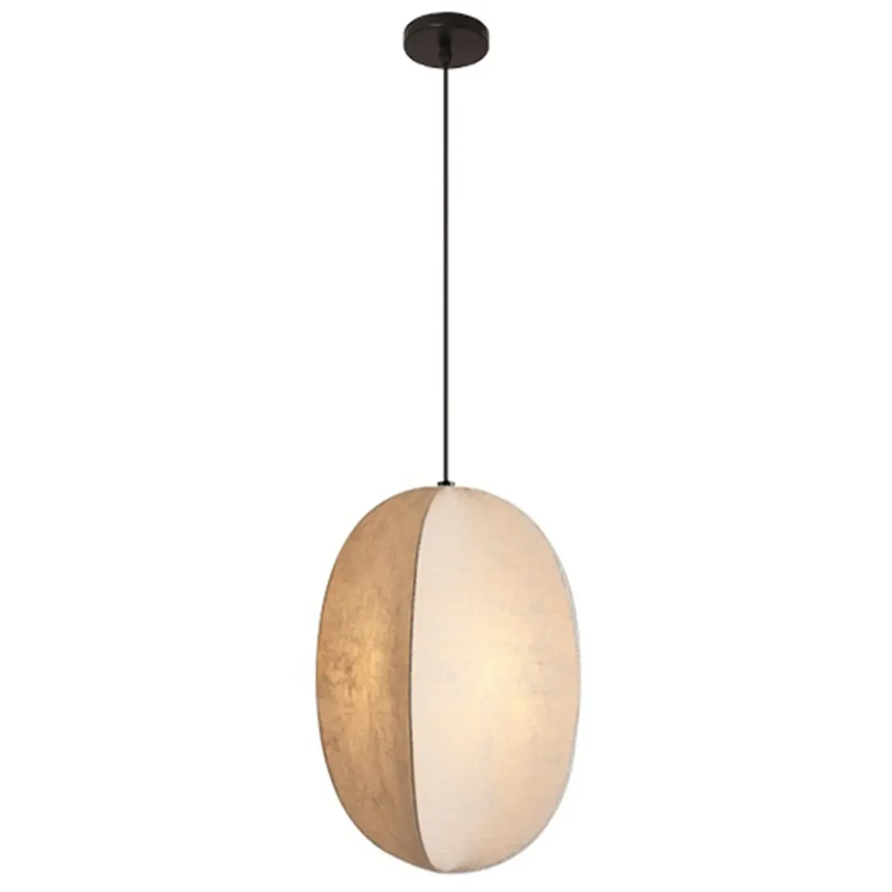 Modern Beige Fabric Geometric Pendant Light Adjustable Height Image - 6