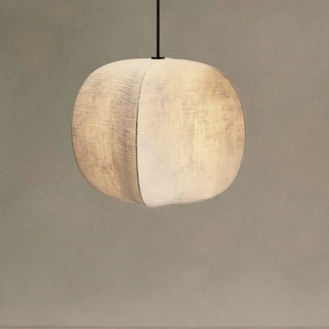 Modern Beige Fabric Geometric Pendant Light Adjustable Height Image - 7
