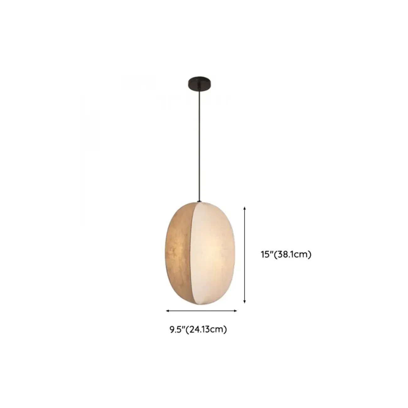Modern Beige Fabric Geometric Pendant Light Adjustable Height Image - 12