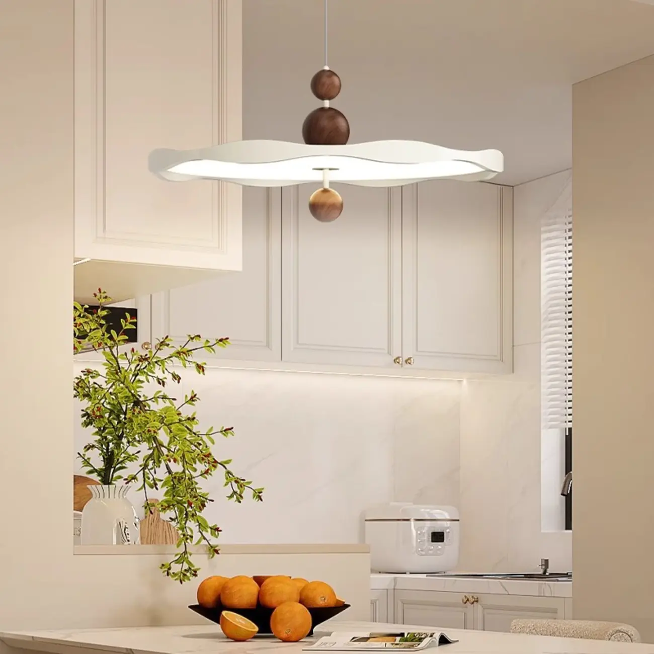 Dimmable White Round Hanging Pendant Light for Kitchen Island Image - 1 | homeyfad