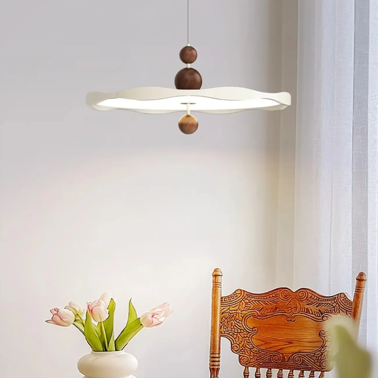 Dimmable White Round Hanging Pendant Light for Kitchen Island Image - 2 | homeyfad