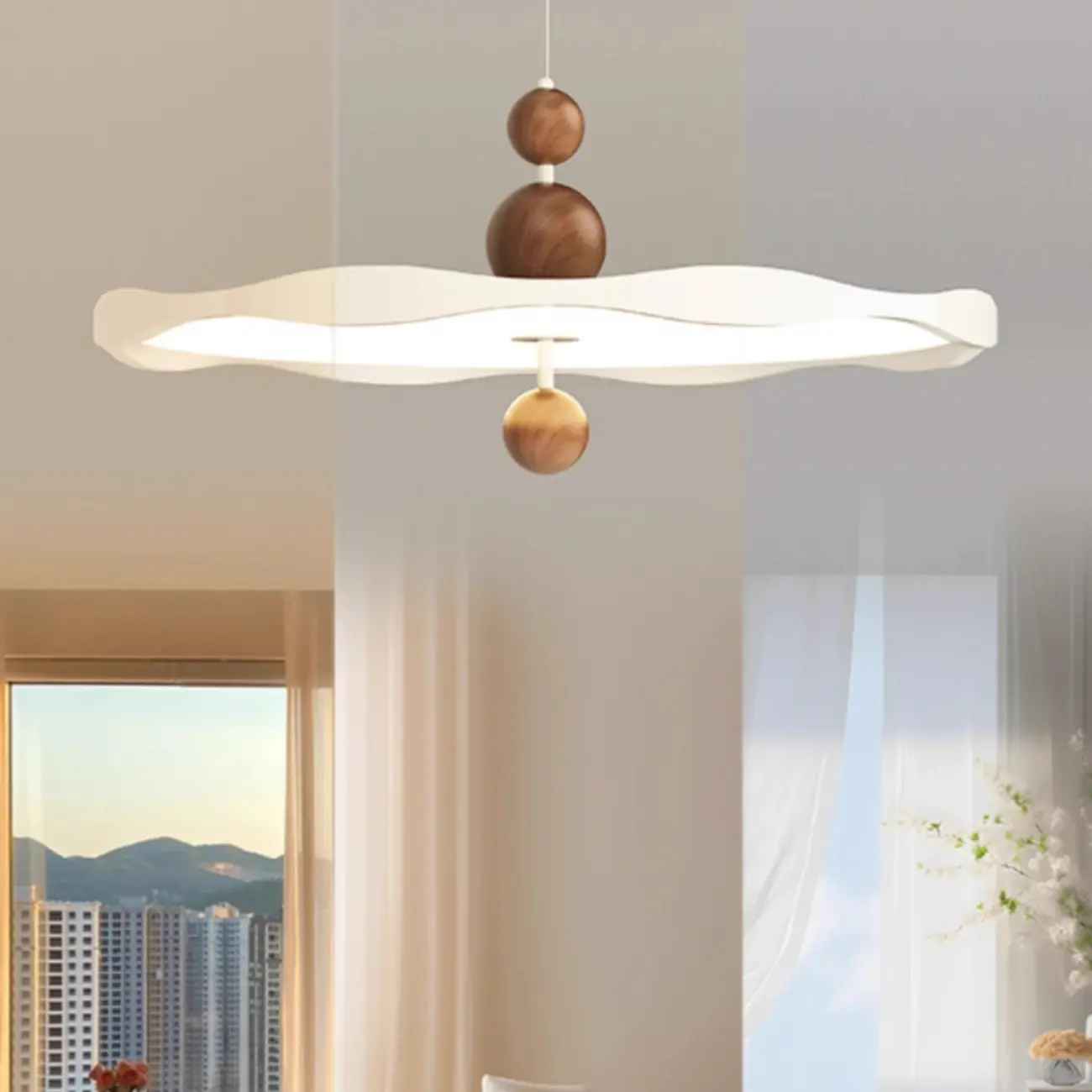 Dimmable White Round Hanging Pendant Light for Kitchen Island Image - 4 | homeyfad