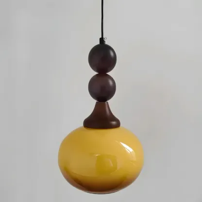 Liftable Orange Glass Pendant Light Fixture Adjustable Height Image - 1